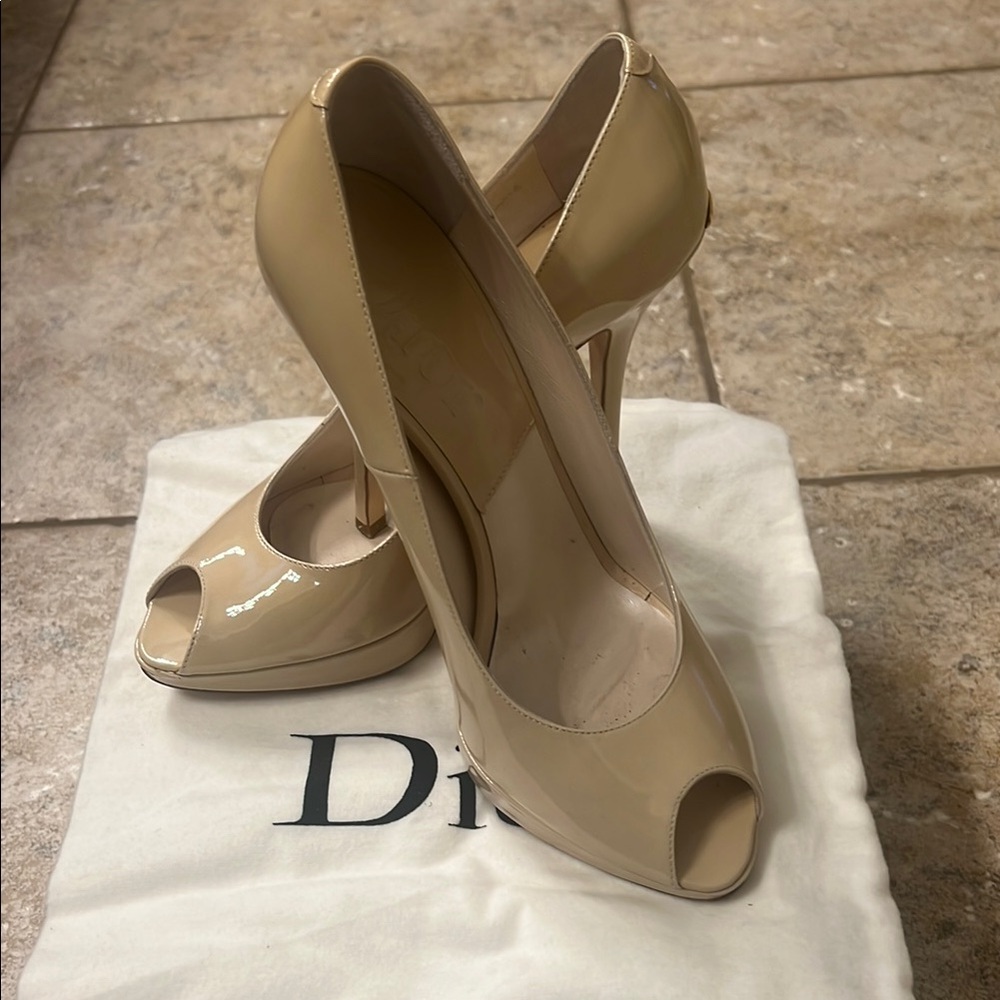 Dior Women's Cream Peep Toe Heels